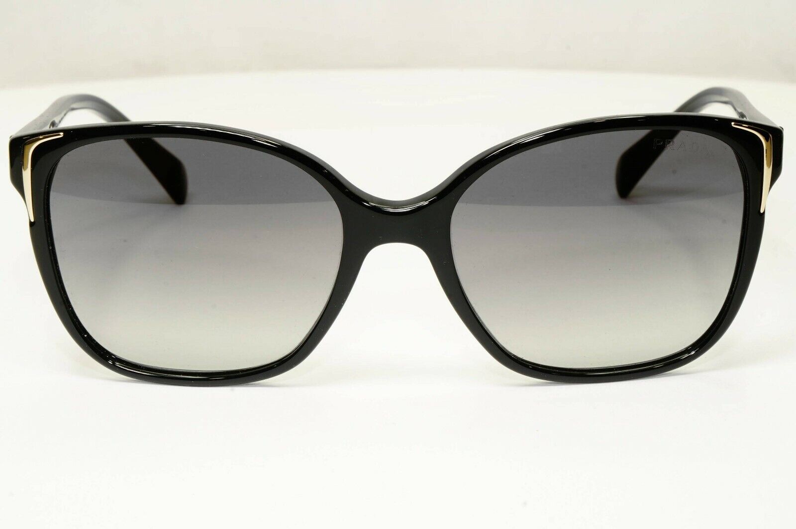 Prada Sunglasses Black Gold Grey Gradient Fade Square Fashion SPR 01O 1AB-3M1