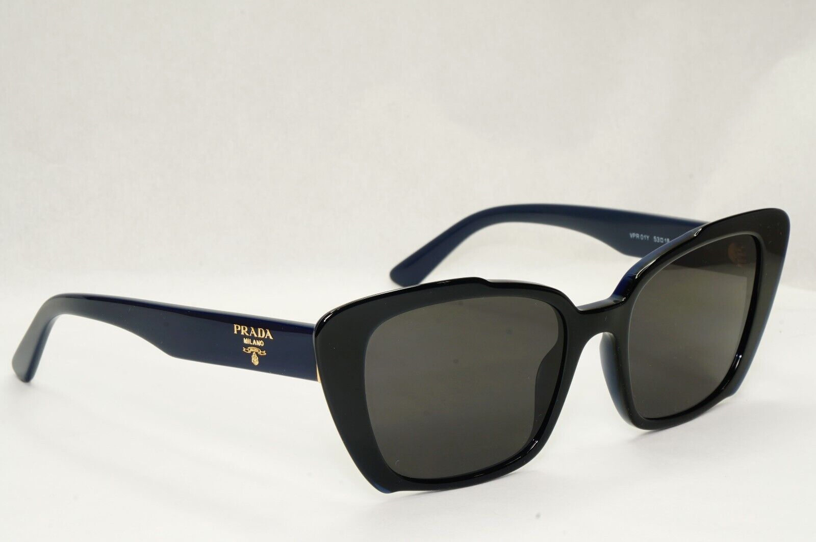Prada Sunglasses Black Blue Square Fashion PR01YV VPR 01Y 08V-1O1 53mm