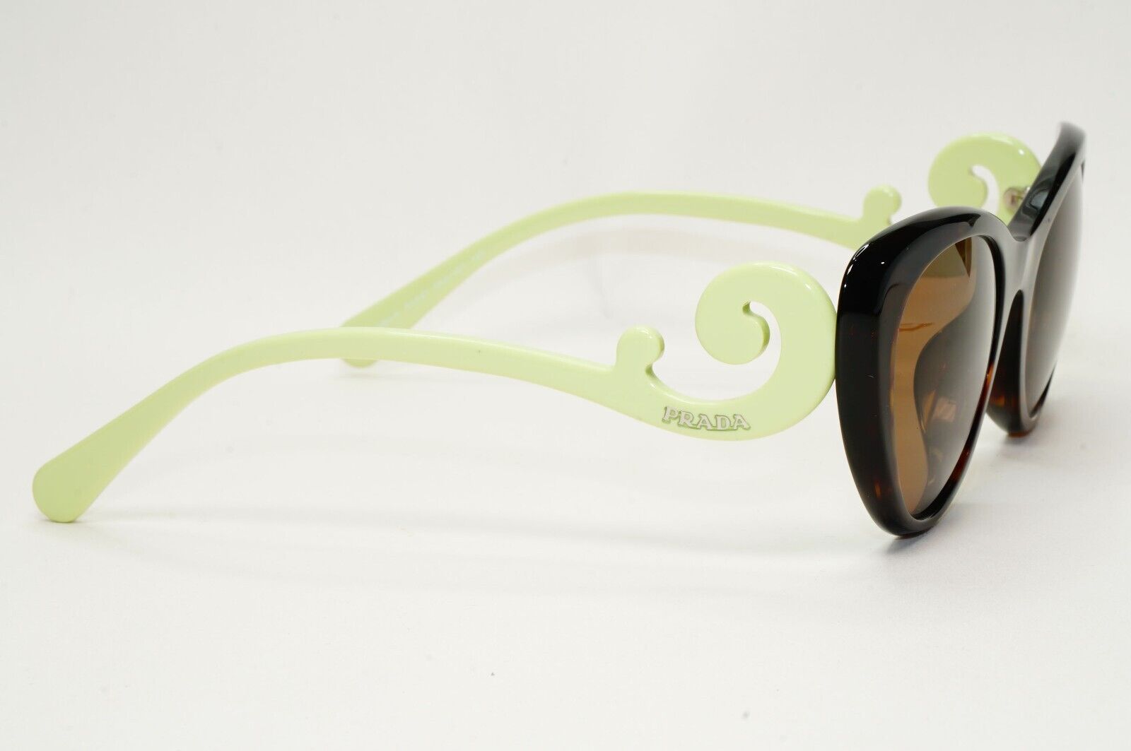 Prada Sunglasses Baroque Swirl Brown Green Cat Eye PR06QV-F VPR 06Q-F 2AU-1O1