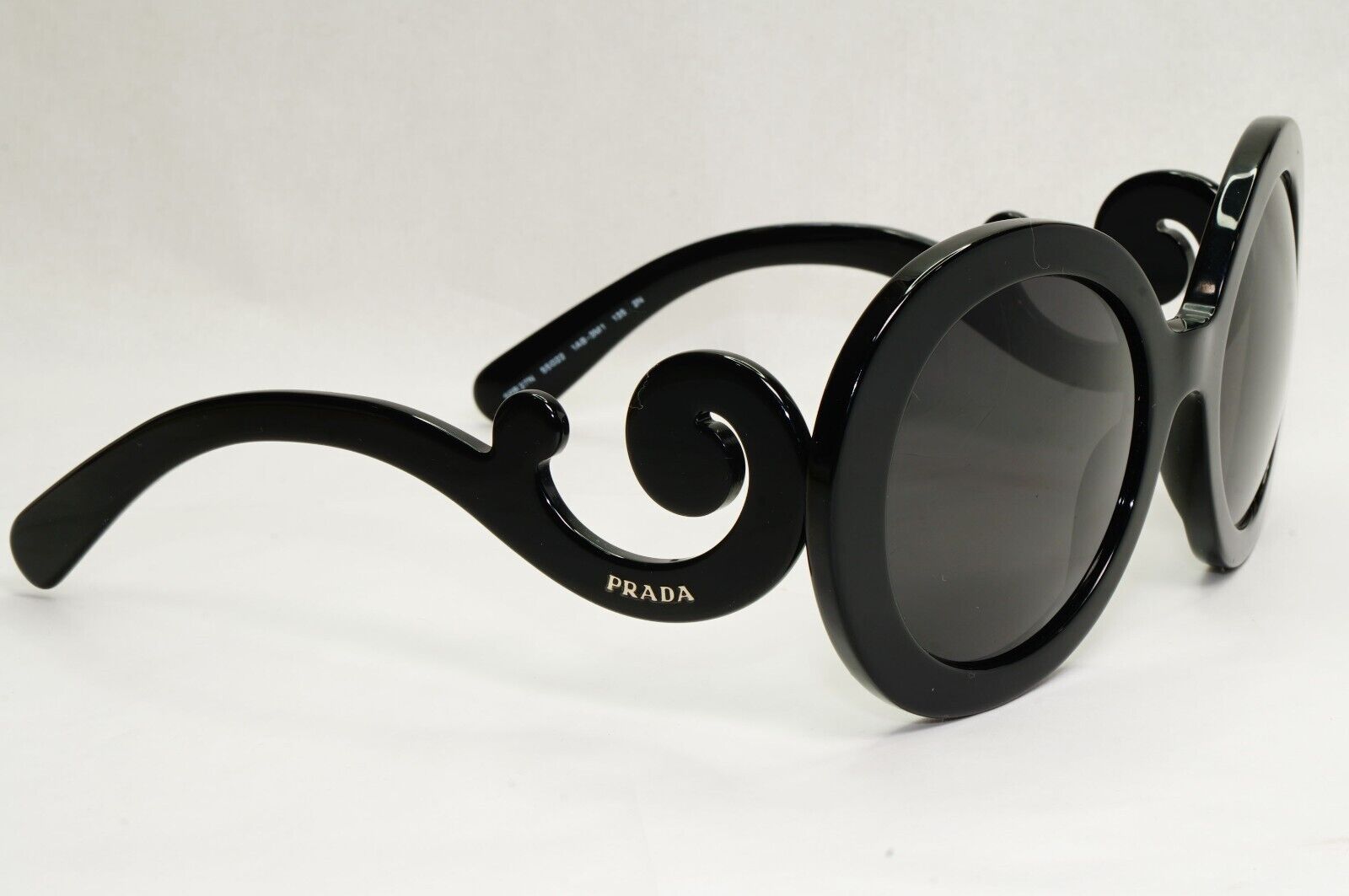 Prada Sunglasses Baroque Swirl Round Black PR27NS SPR 27N 1AB-3M1 180324