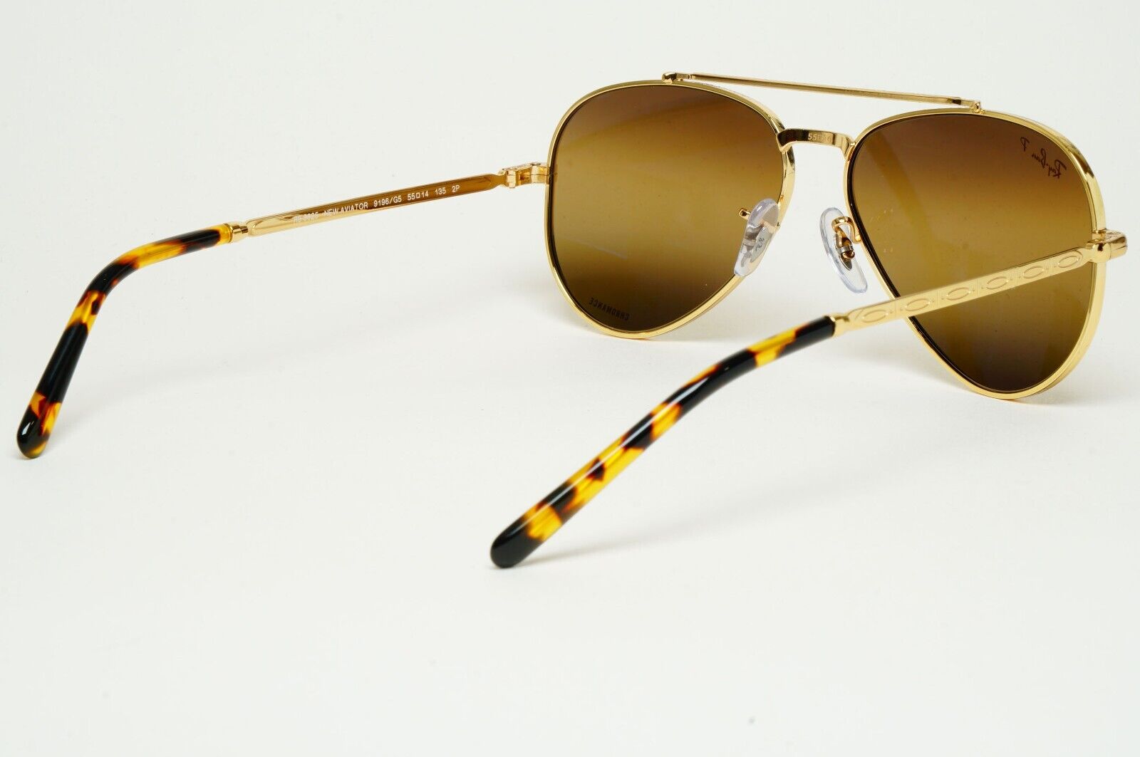 Ray-Ban Sunglasses Polarized New Aviator Gold Brown RB 3625 9196/G5 55mm