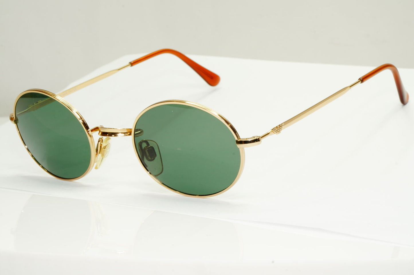 Emporio Armani Sunglasses 1997 Vintage Oval Gold Green Metal Eagle 002-S 743