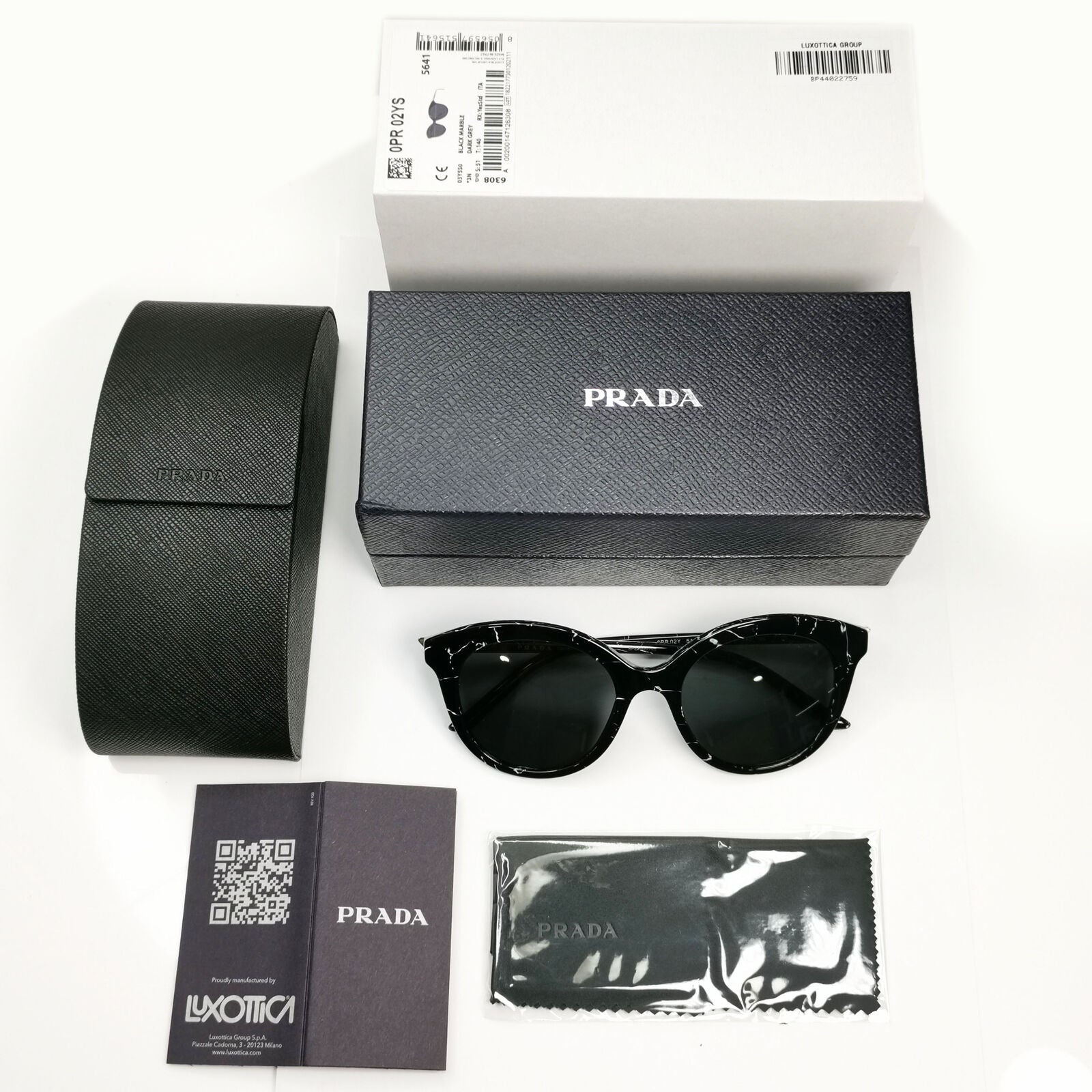 Prada Black Marble Sunglasses Lightning Womens Fashion PR02YS SPR 02Y 03Y-5S0