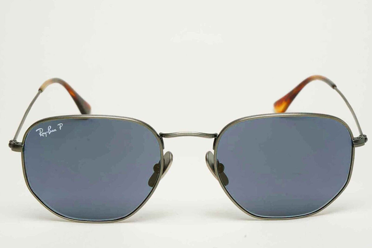 Ray-Ban Sunglasses Hexagonal Titanium Polarised Grey Blue RB 8148 9208/T0 54mm