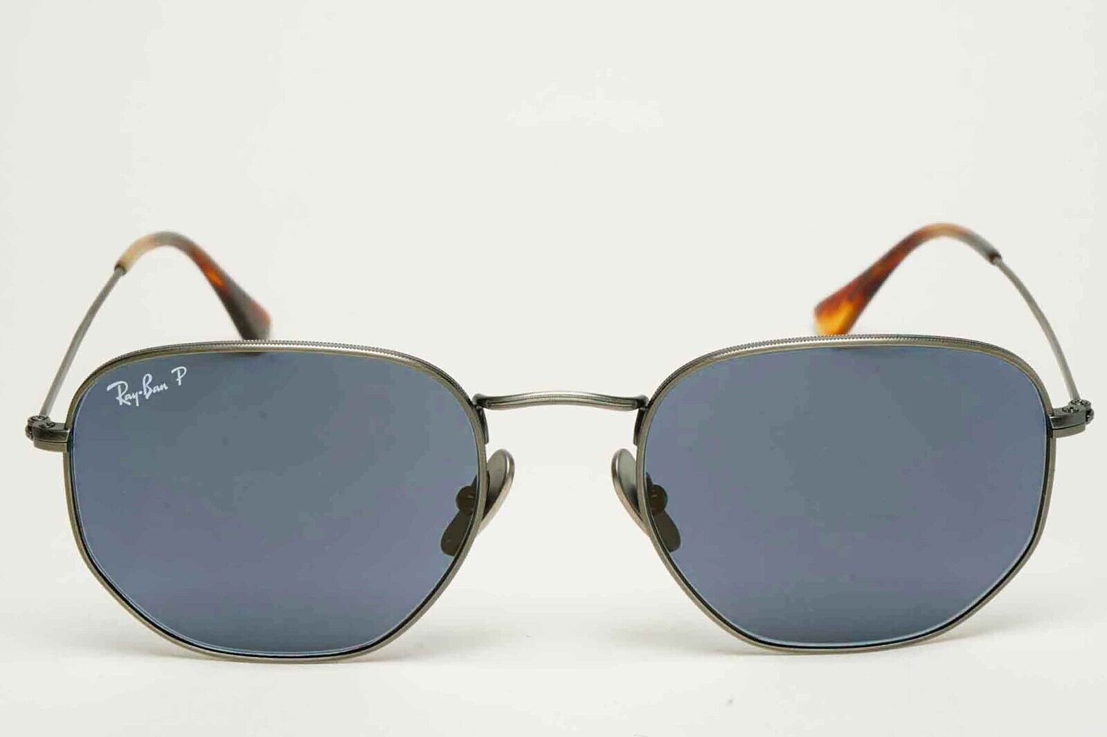 Ray-Ban Sunglasses Hexagonal Titanium Polarised Grey Blue RB 8148 9208/T0 54mm