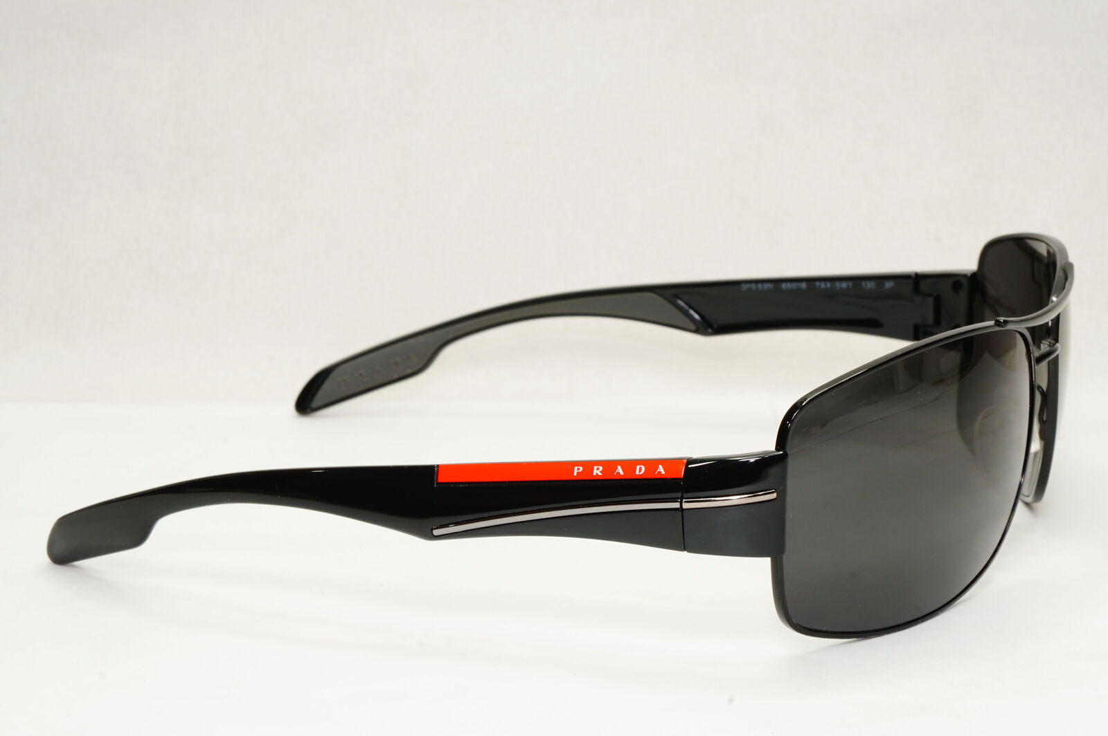 Prada Sunglasses Black Wrap Red Stripe Rossa PS53NS SPS 53N 7AX-5W1 65mm 131223