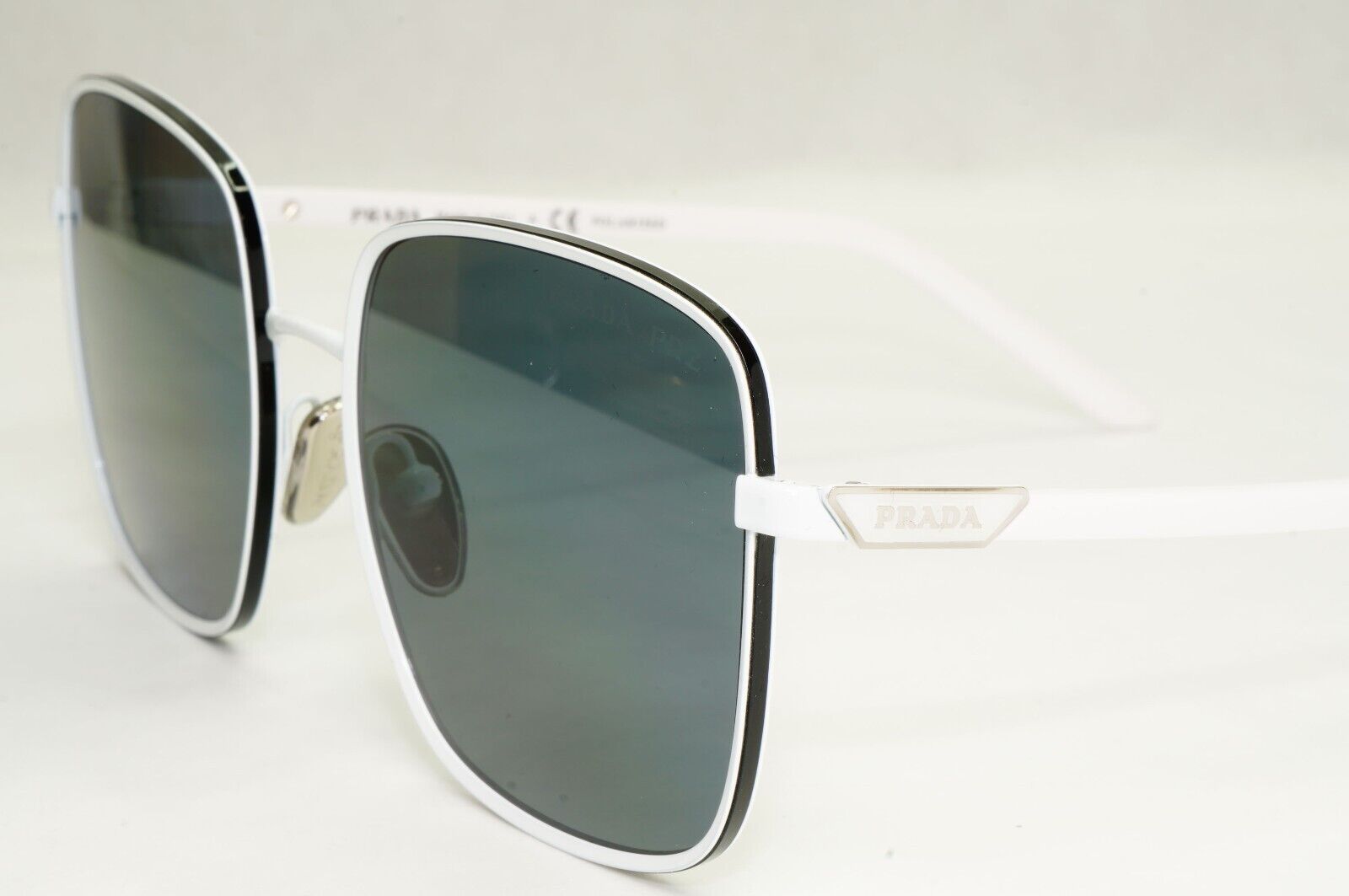 Prada Sunglasses Polarized White Black Grey Oversized PR55YS SPR 55Y 461-5Z1