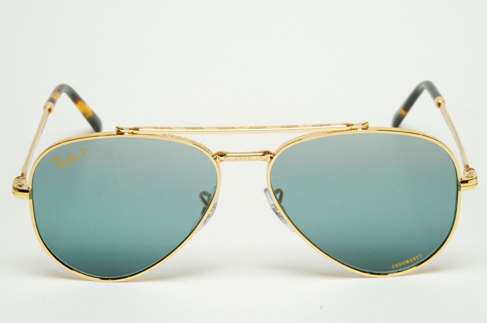 Ray-Ban Sunglasses Polarized New Aviator Gold Blue Green RB 3625 9196/G6 55mm
