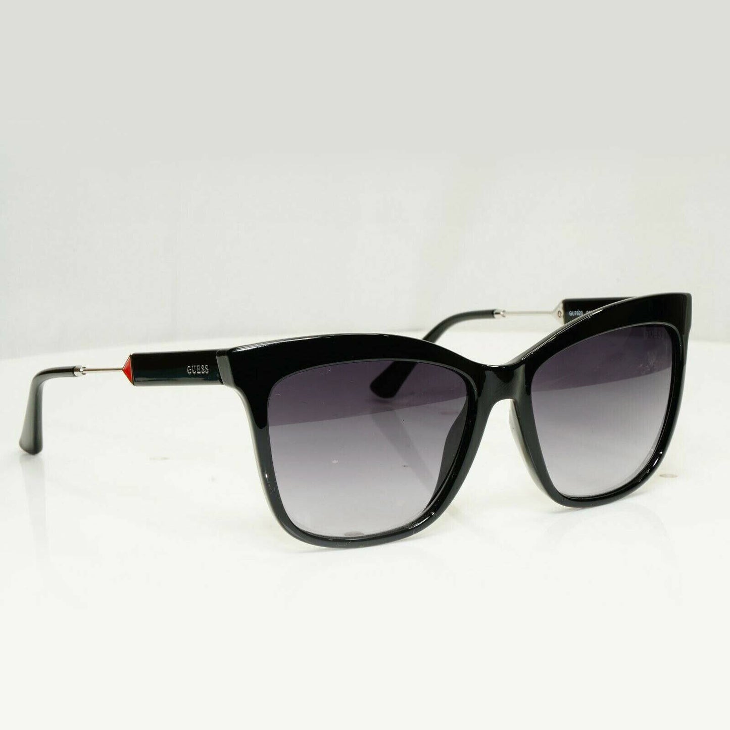 Authentic GUESS Womens Sunglasses Square Glossy Black Gradient Smoke GU 7619 01B