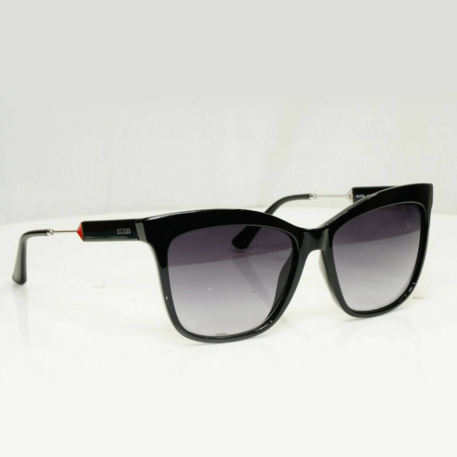 Authentic GUESS Womens Sunglasses Square Glossy Black Gradient Smoke GU 7619 01B