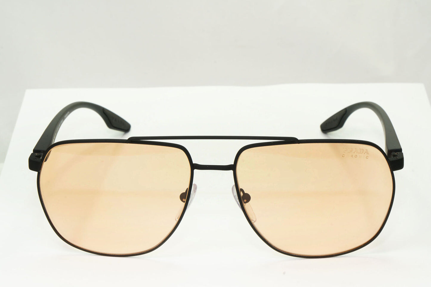 Prada Photocromic Yellow Orange Sunglasses Black Pilot PS55VS SPS 55V DG0-01S