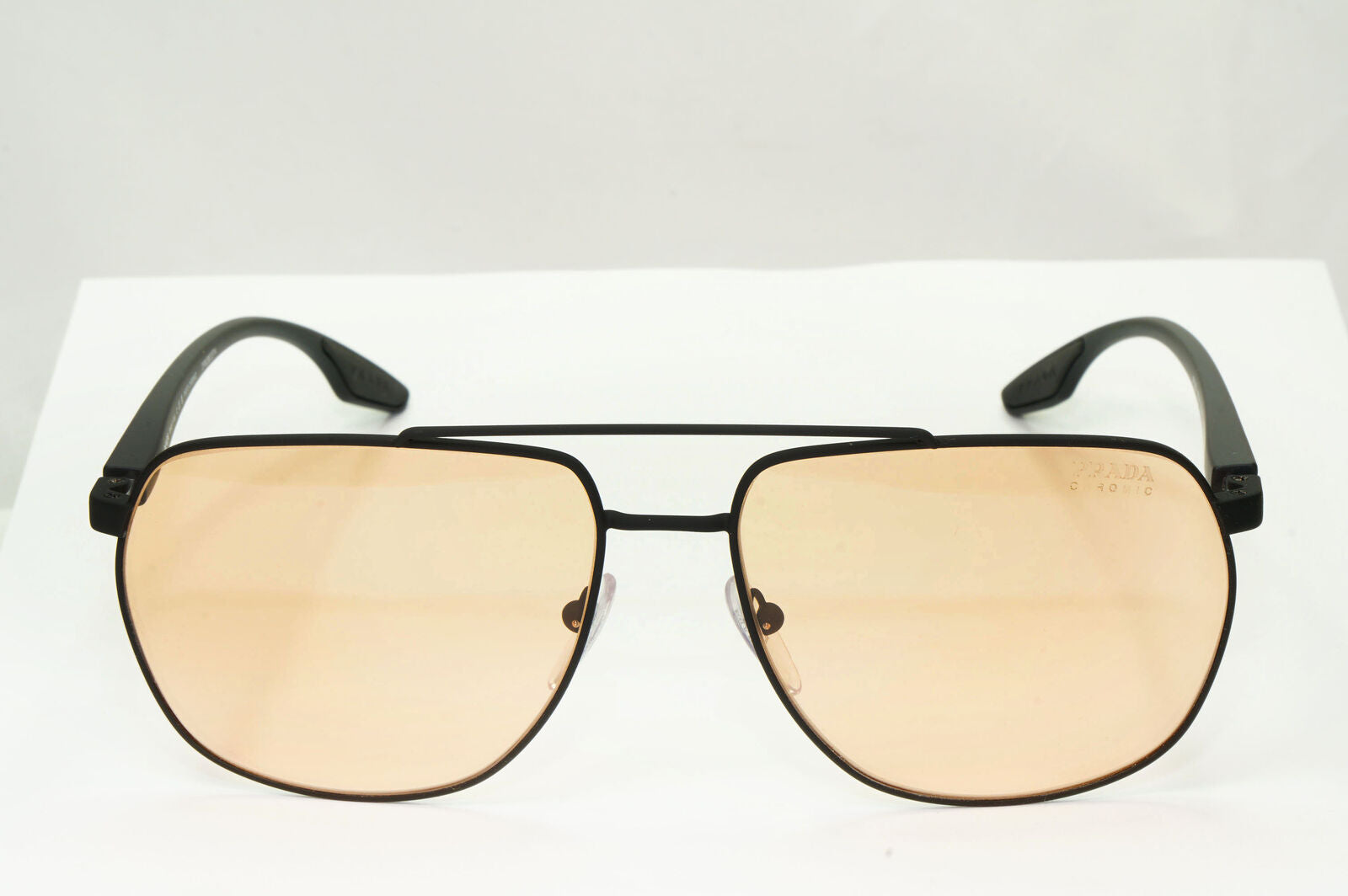 Prada Photocromic Yellow Orange Sunglasses Black Pilot PS55VS SPS 55V DG0-01S