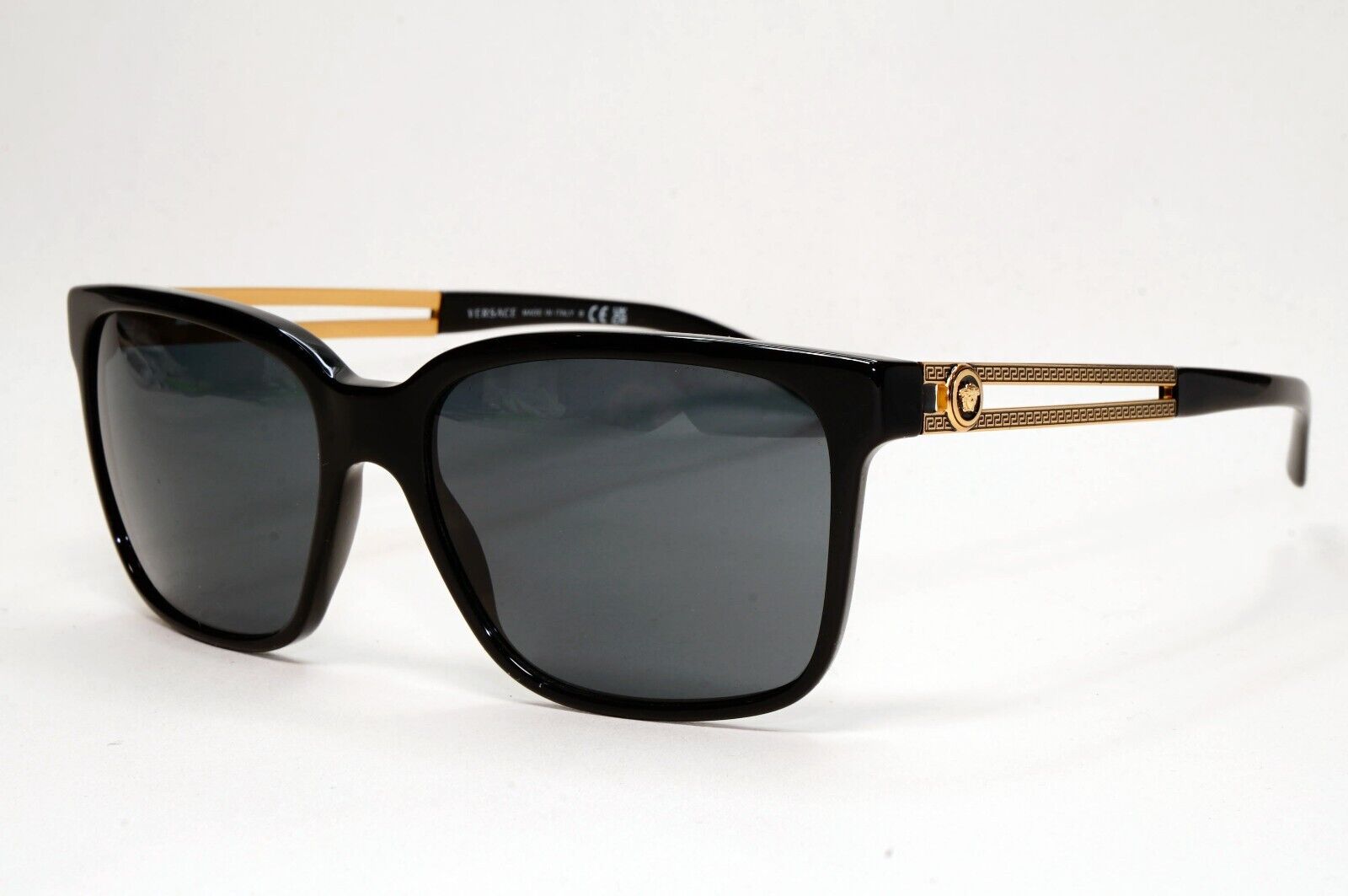 Versace Sunglasses Black Square Gold Medusa Meander MOD VE 4307 GB1/87 58mm