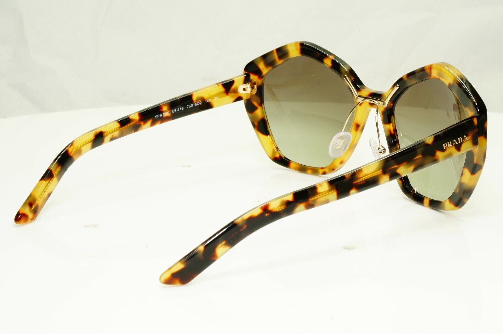 Authentic Prada Womens Sunglasses Brown Angular Hexagon SPR 08X 7S05O2 Oversized