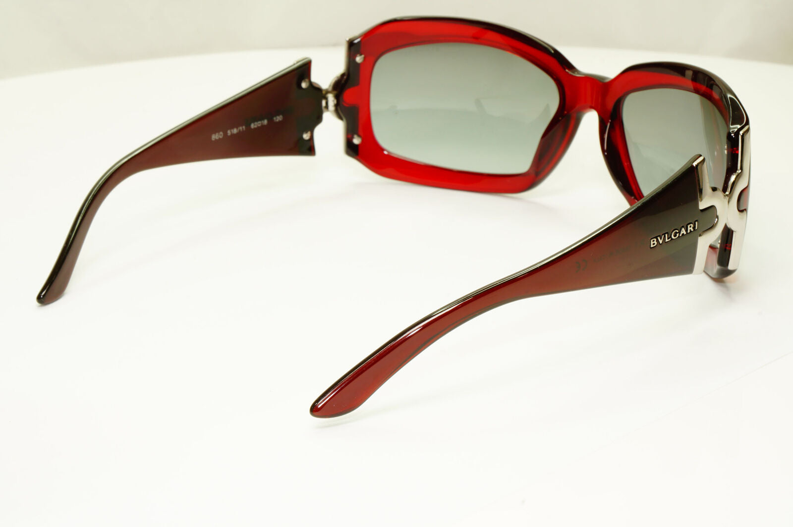 Bvlgari 2005 Vintage Sunglasses Red Burgundy Grey Silver Womens Wrap 860 518/11