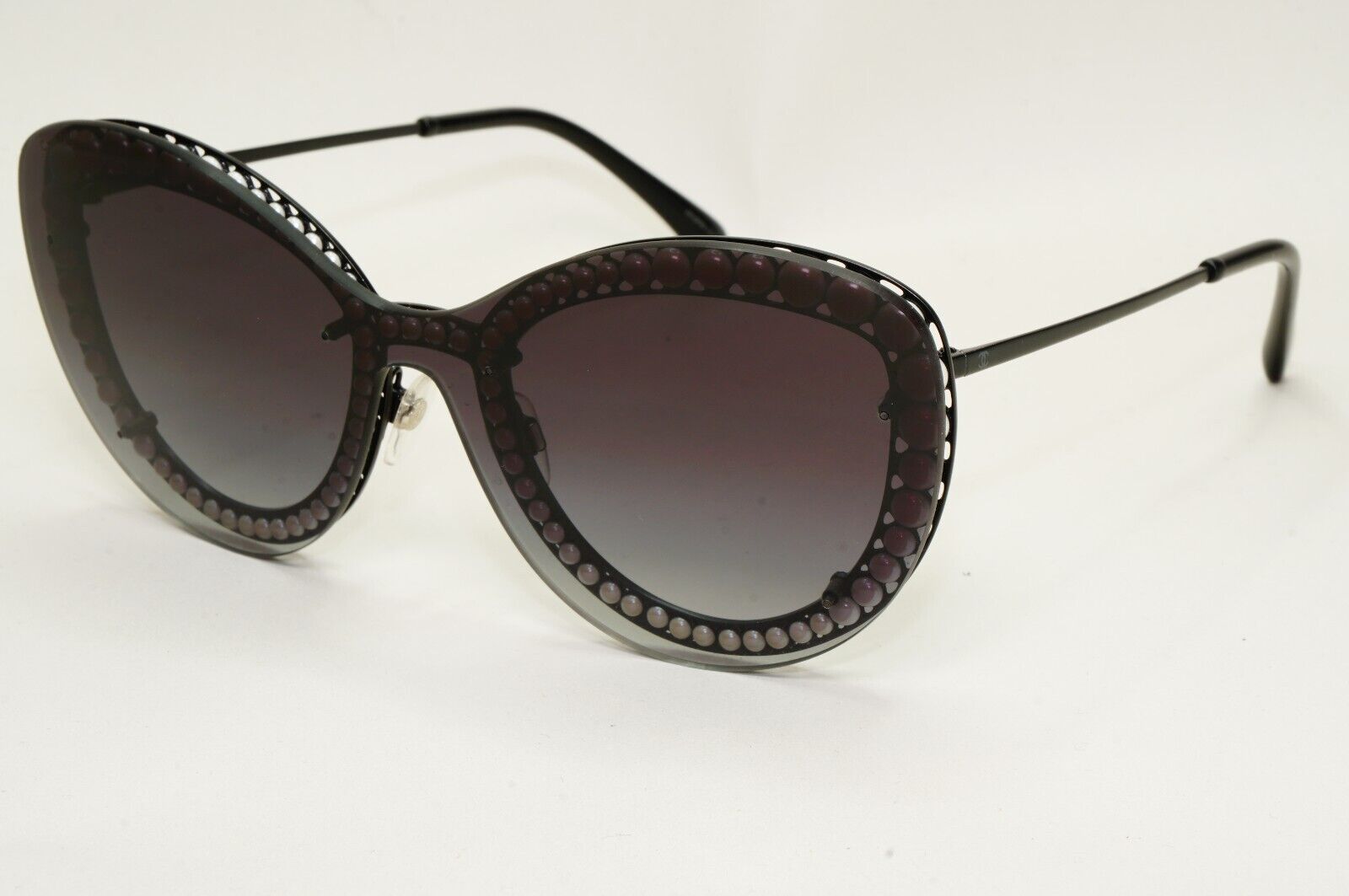Chanel Sunglasses Pearl Black Grey Gradient Smoke Shield Visor 4236-H c.101/S6