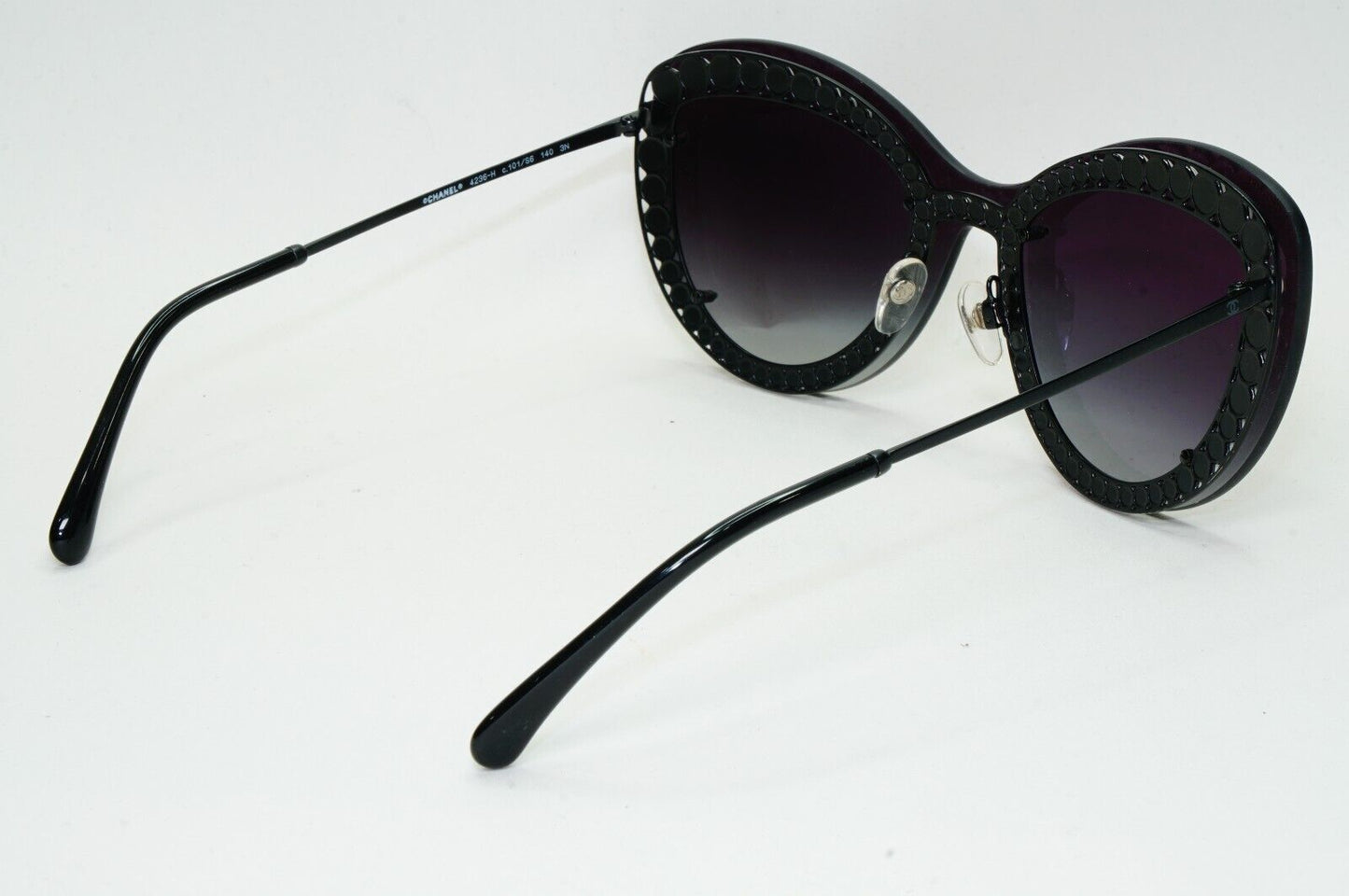 Chanel Sunglasses Pearl Black Grey Gradient Smoke Shield Visor 4236-H c.101/S6