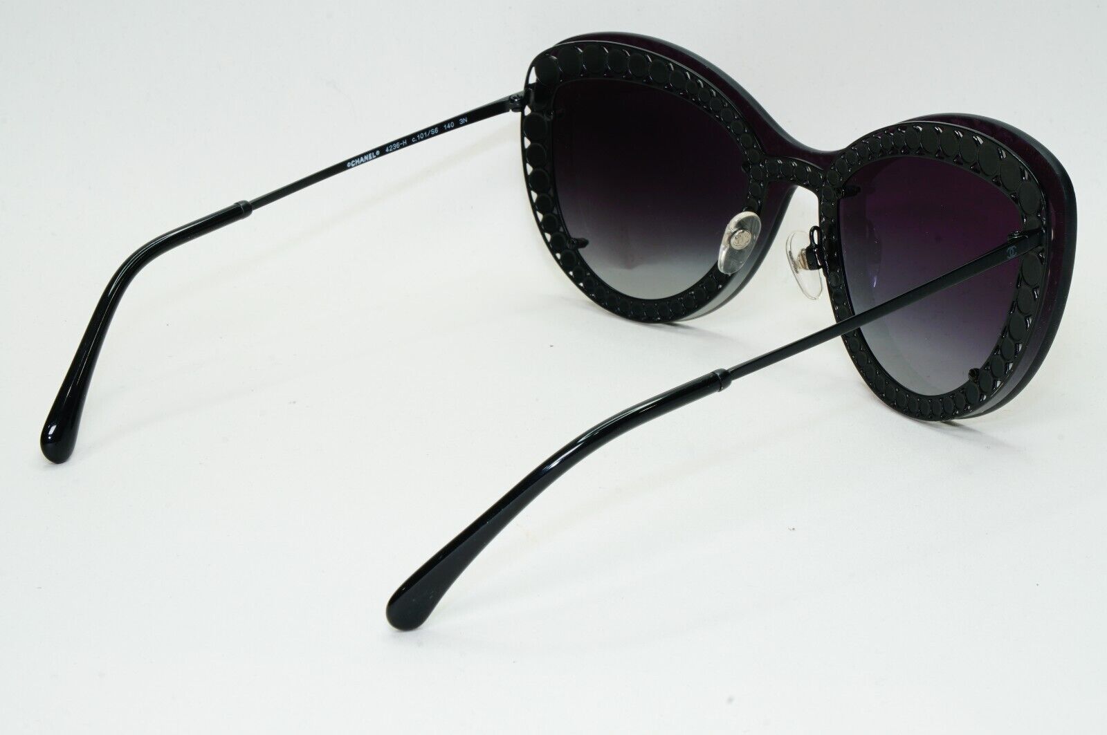 Chanel Sunglasses Pearl Black Grey Gradient Smoke Shield Visor 4236-H c.101/S6