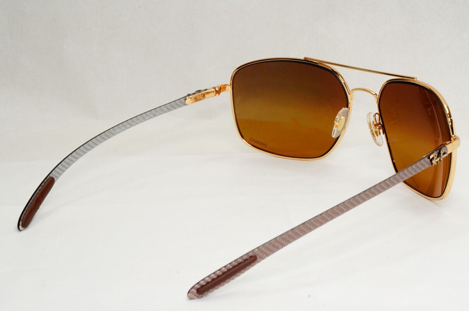 Ray-Ban Sunglasses Carbon Fibre Gold Chromance Polarized Brown RB 8332 CH 001/A3