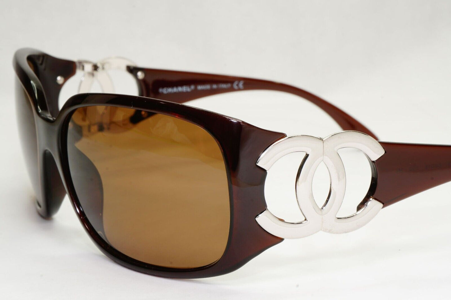 Chanel Sunglasses 2008 Vintage Brown Silver Square Large 6014 c.538/13 050124