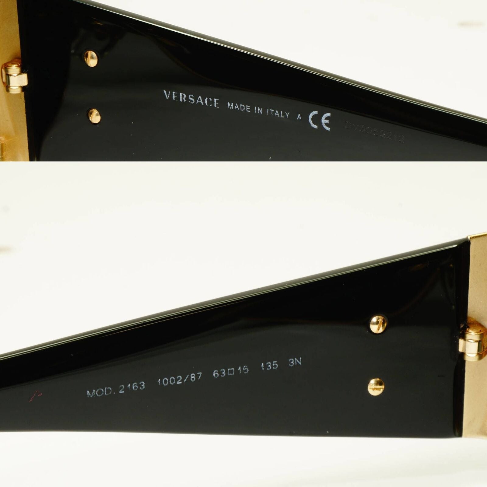 Versace Sunglasses Black Gold Medusa Square Metal MOD VE 2163 1002/87