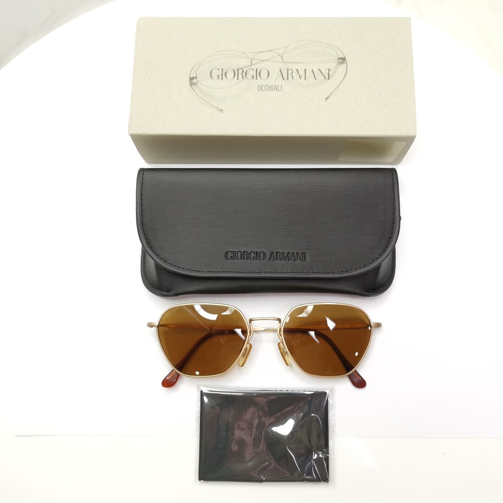 Authentic Giorgio Armani 1997 Vintage Sunglasses Metal Gold Mens Womens 619 703