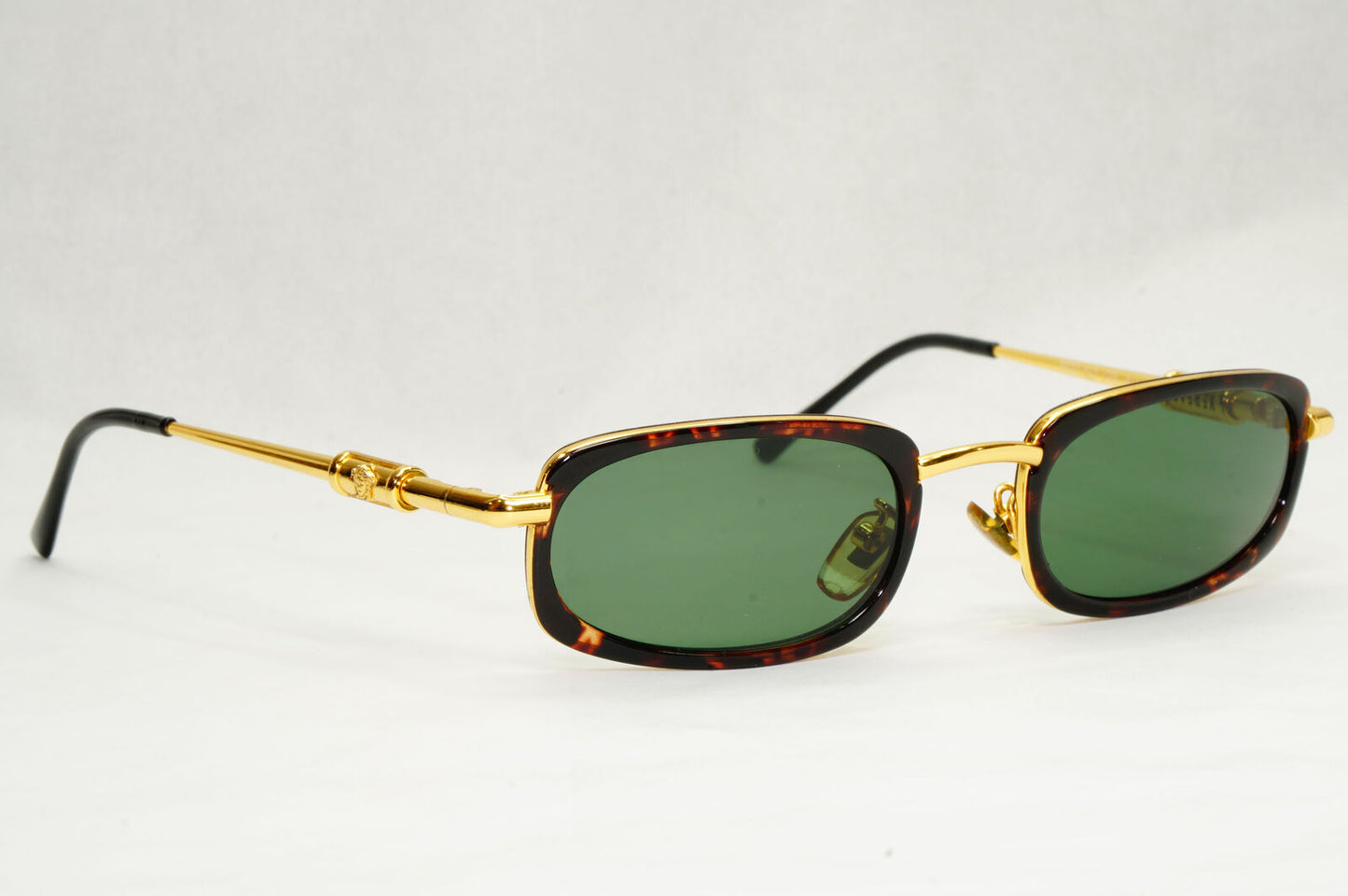 Gianni Versace 1995 Sunglasses Gold Tortoise Green MOD X12 COL A11 50mm 200124
