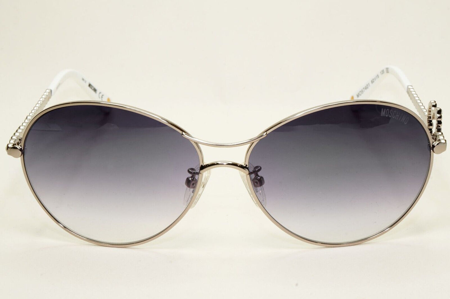 Moschino Sunglasses 2005 Vintage Gunmetal Grey Heart Crystal MO574 01 101124