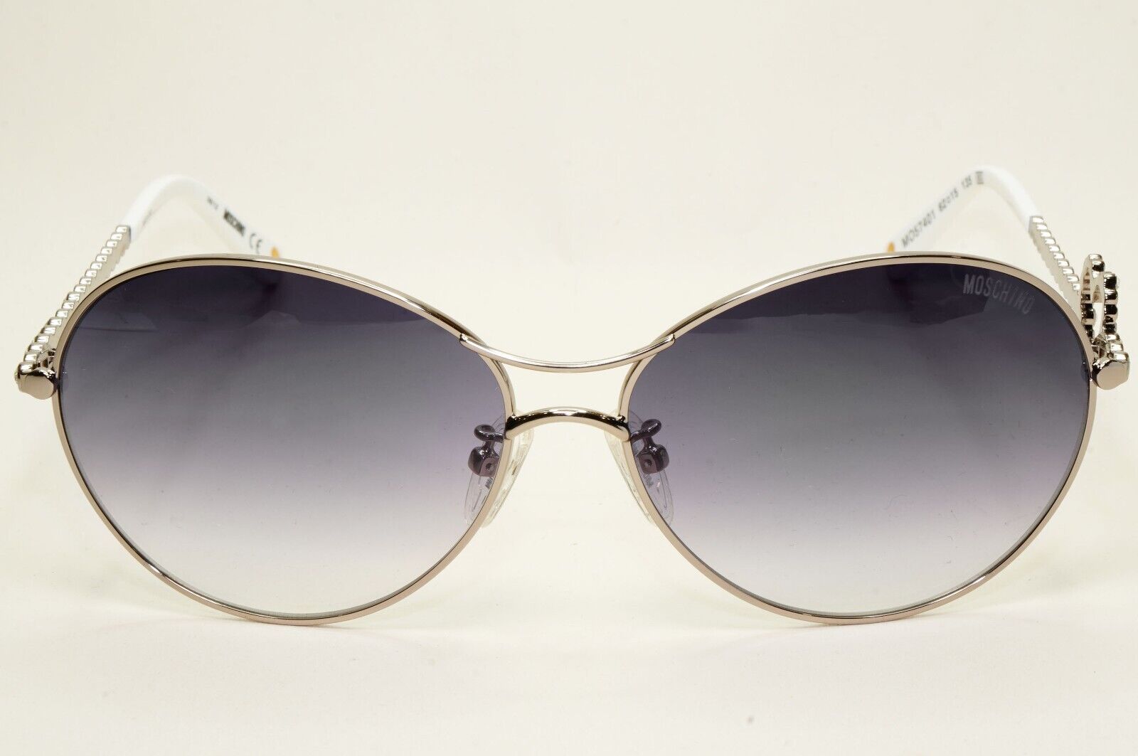 Moschino Sunglasses 2005 Vintage Gunmetal Grey Heart Crystal MO574 01 101124