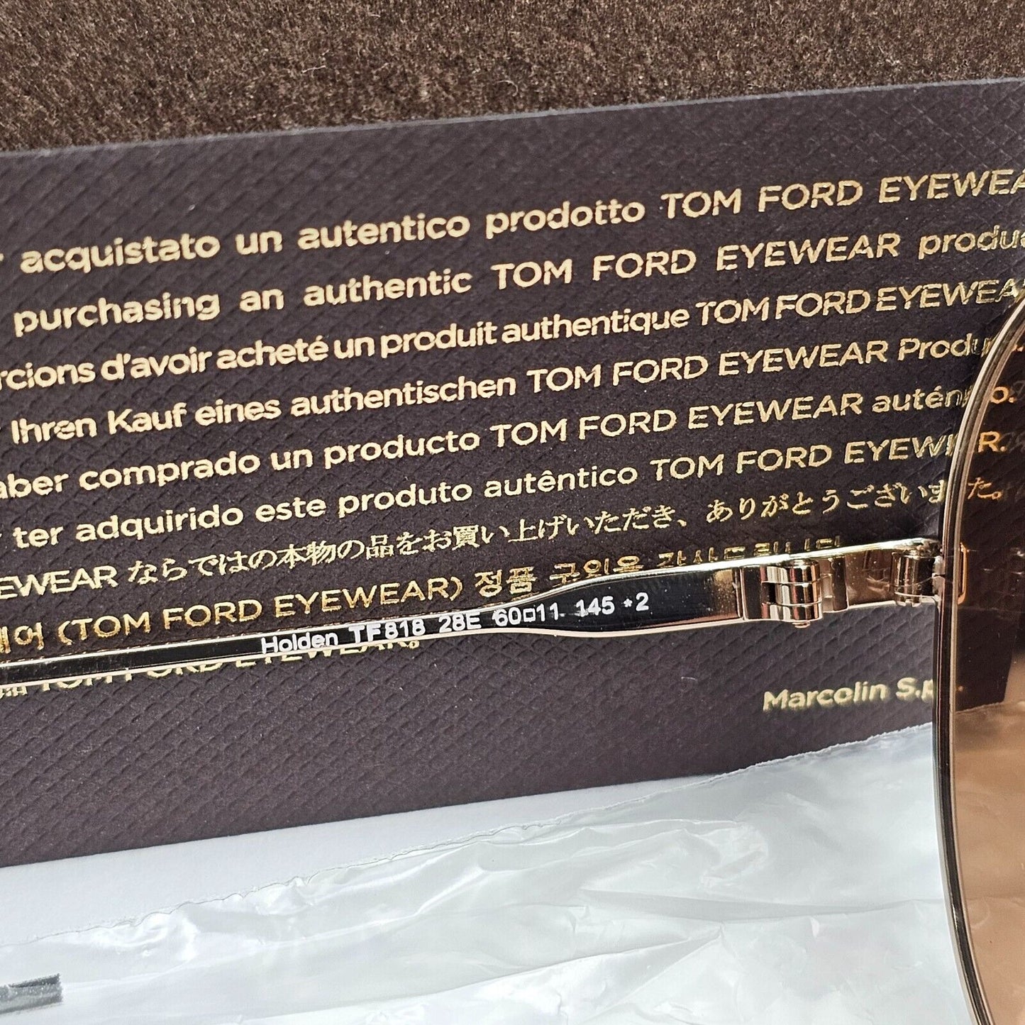 Tom Ford Sunglasses Holden Pilot Gold Brown Metal FT0818 TF 818 28E 60mm