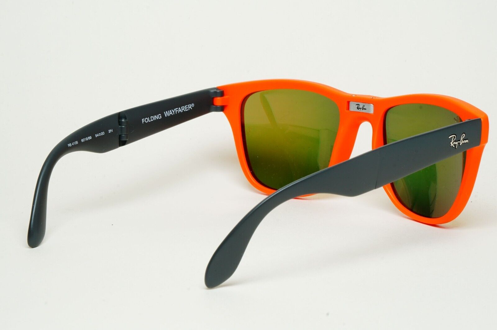 Ray-Ban Sunglasses Folding Wayfarer Orange Mirror Black RB 4105 6019/69 54mm