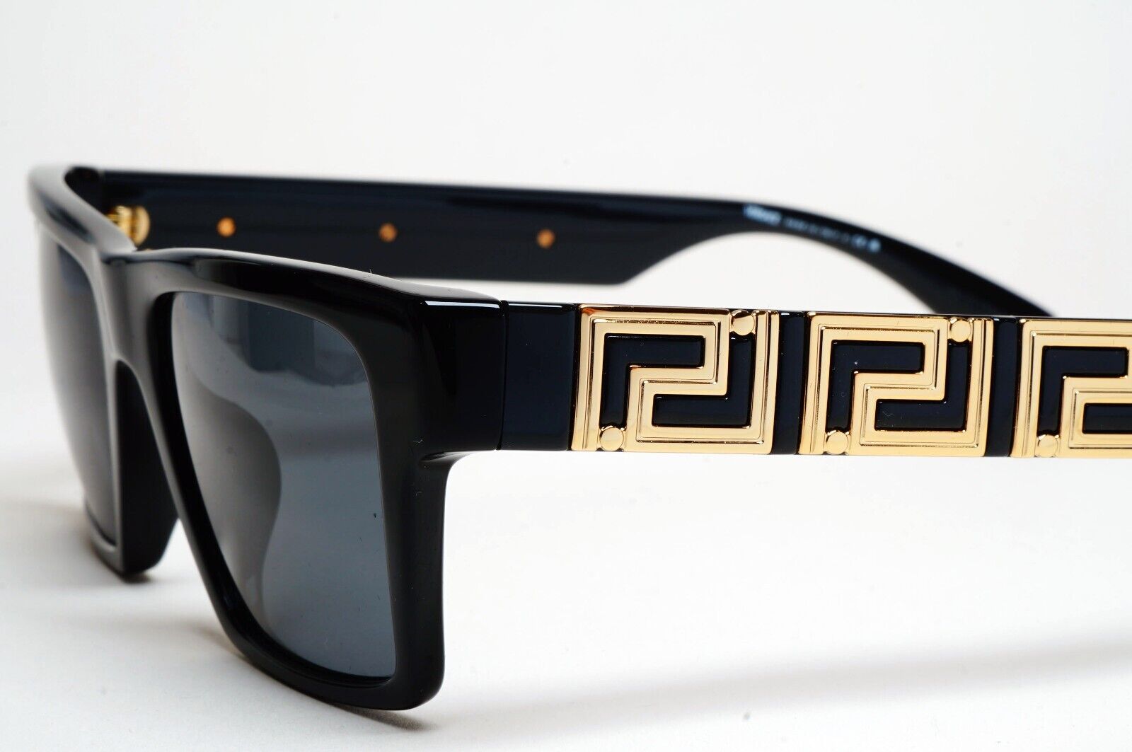 Versace Sunglasses Black Gold Meander Square Grey MOD VE 4445-F GB1/87 54mm