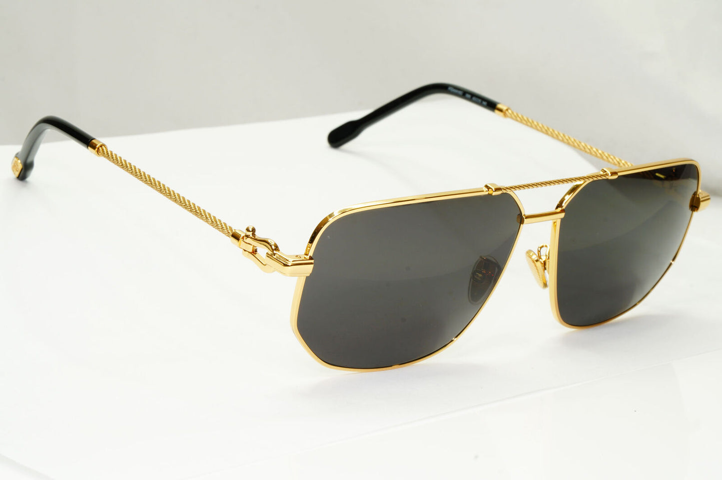 Fred Sunglasses FG50013U Gold Black Cable Twist Square Pilot 030 Force 10