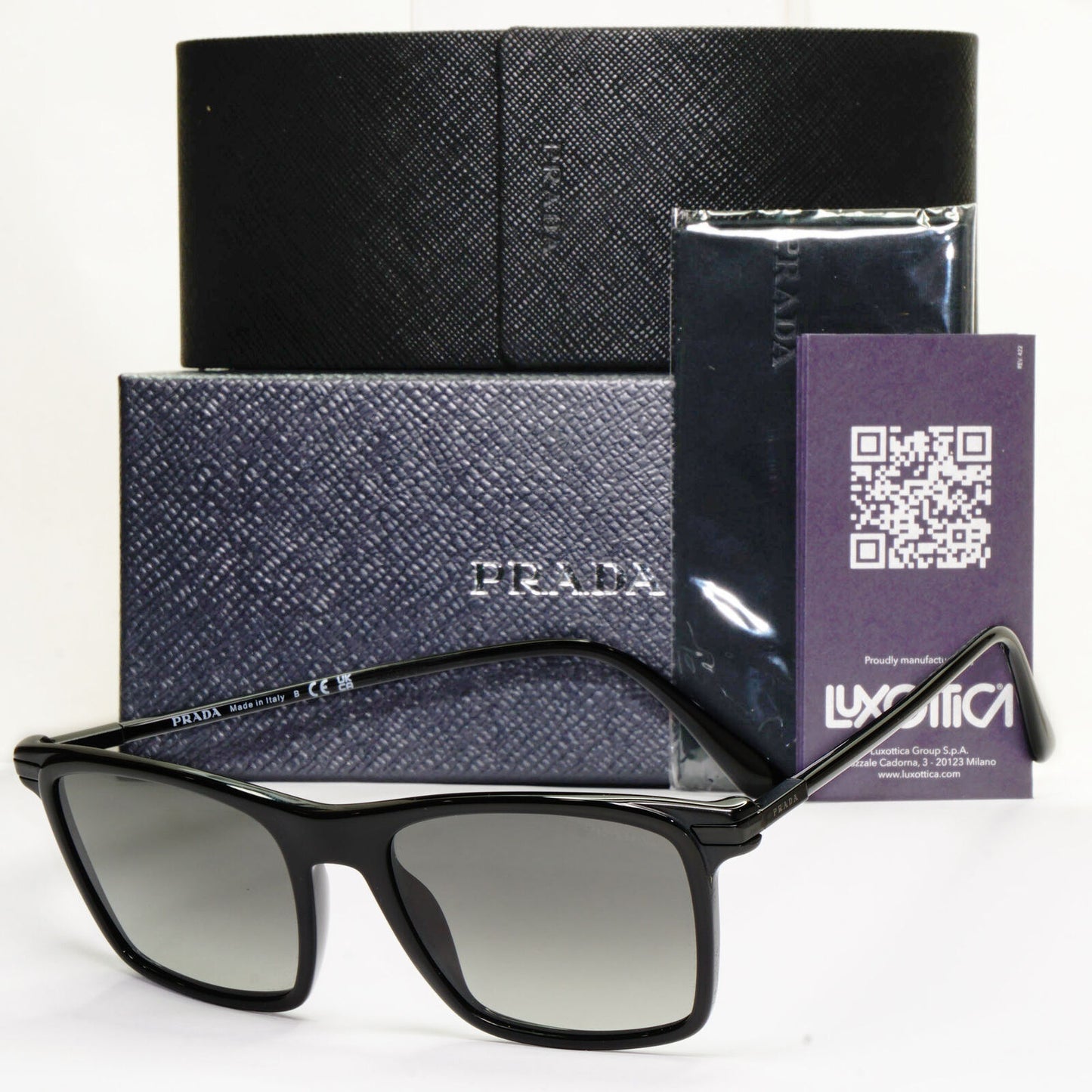 Prada Sunglasses Glass Lens Black Grey Gradient Square PR19XS SPR 19X 07F-09G