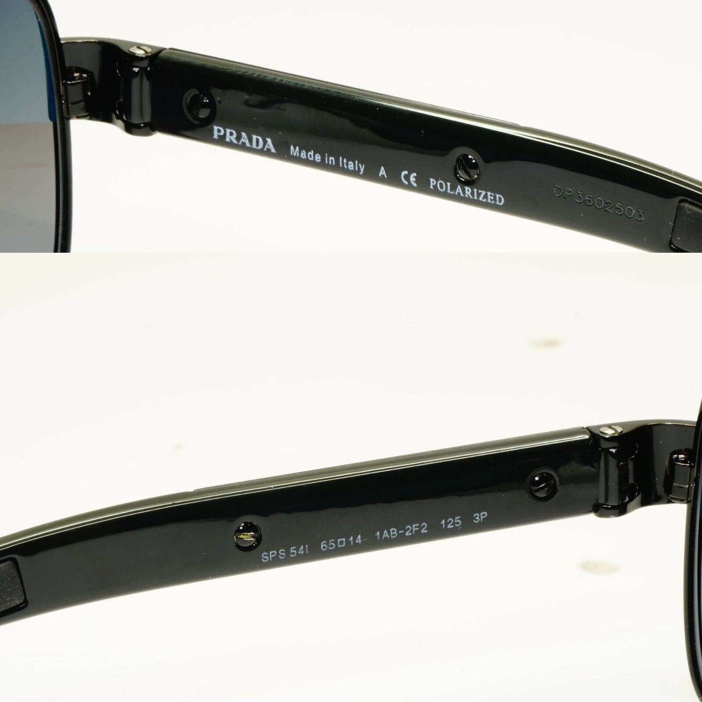 Prada Polarized Mens Sunglasses Silver Mirror Black SPS 54I 1AB-2F2 [A] 36975