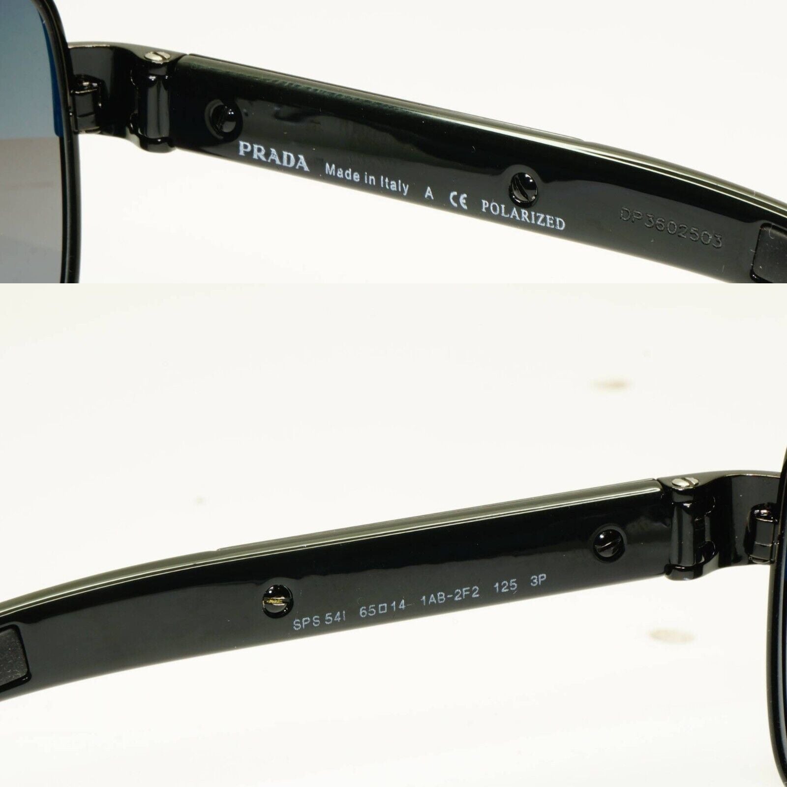 Prada Polarized Mens Sunglasses Silver Mirror Black SPS 54I 1AB-2F2 [A] 36975