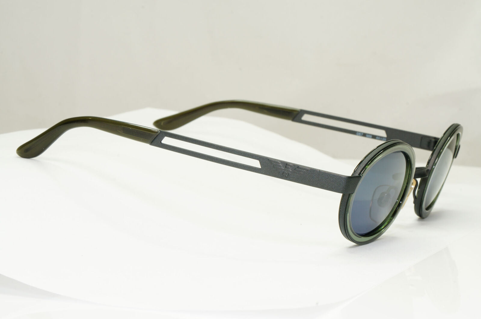 Emporio Armani Sunglasses 1997 Vintage Black Oval Grey Green Eagle 057-S 988