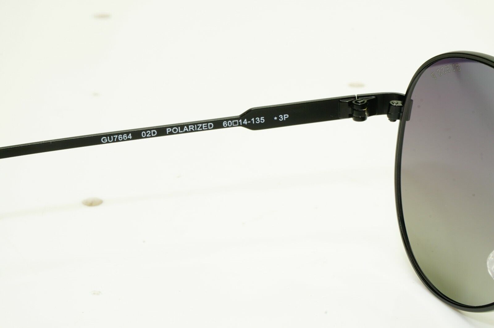 Guess Sunglasses Black Polarized Pilot Metal Gradient Smoke GU 7664 02D 60mm