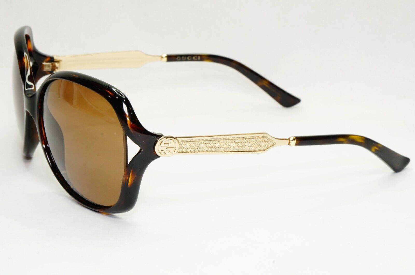 Gucci Sunglasses 2017 Gold Brown Tortoiseshell Square GG 0076S 003 60mm 051223