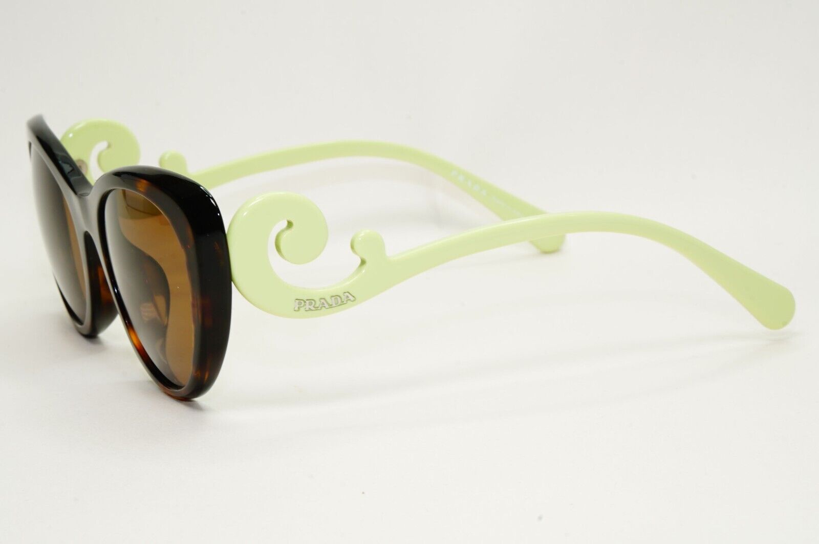 Prada Sunglasses Baroque Swirl Brown Green Cat Eye PR06QV-F VPR 06Q-F 2AU-1O1