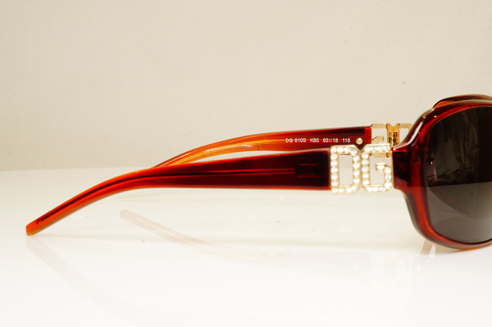Dolce & Gabbana Brown Gold Diamante Womens Vintage Sunglasses D&G 810 K85 28655