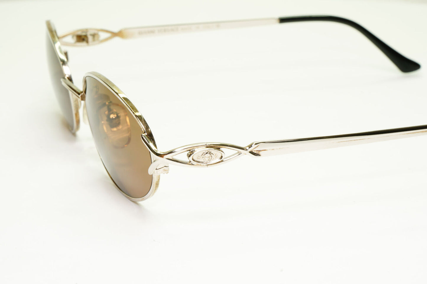 Gianni Versace 1995 Sunglasses Vintage Silver Brown Oval MOD H41 COL 26M