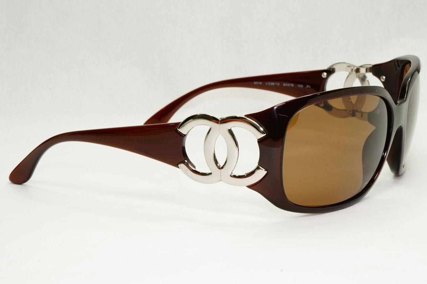 Chanel Sunglasses 2008 Vintage Brown Silver Square Large 6014 c.538/13 050124