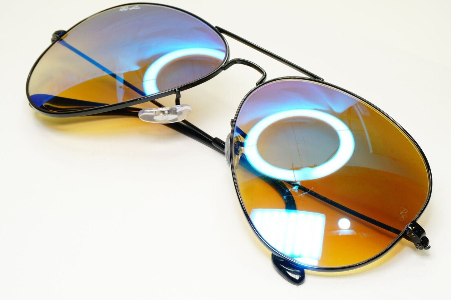 Ray-Ban Sunglasses Aviator Blue Mirror Brown Gradient Black Flash RB 3025  62mm