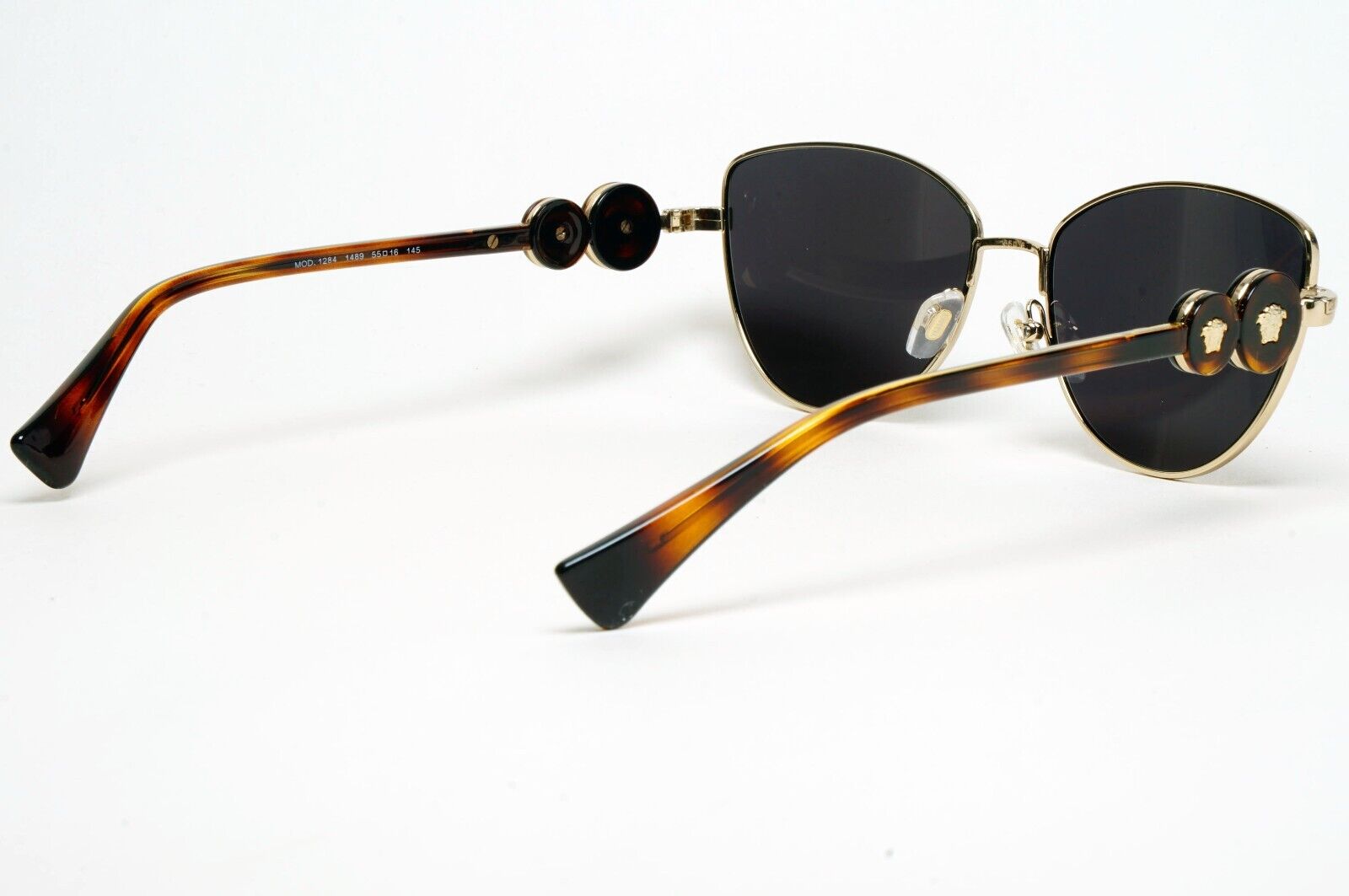 Versace Sunglasses Gold Medusa Black Brown Cat Eyee Metal MOD VE 1284 1489 55mm