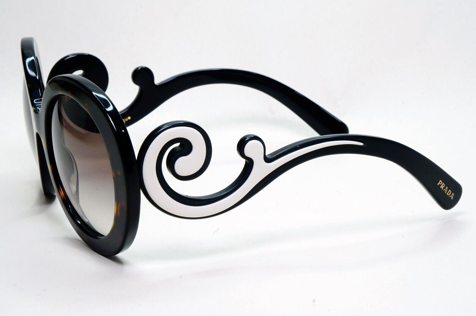 Prada Sunglasses Baroque Swirl Brown White Round PR08TS SPR 08T 2AU-0A7 301024