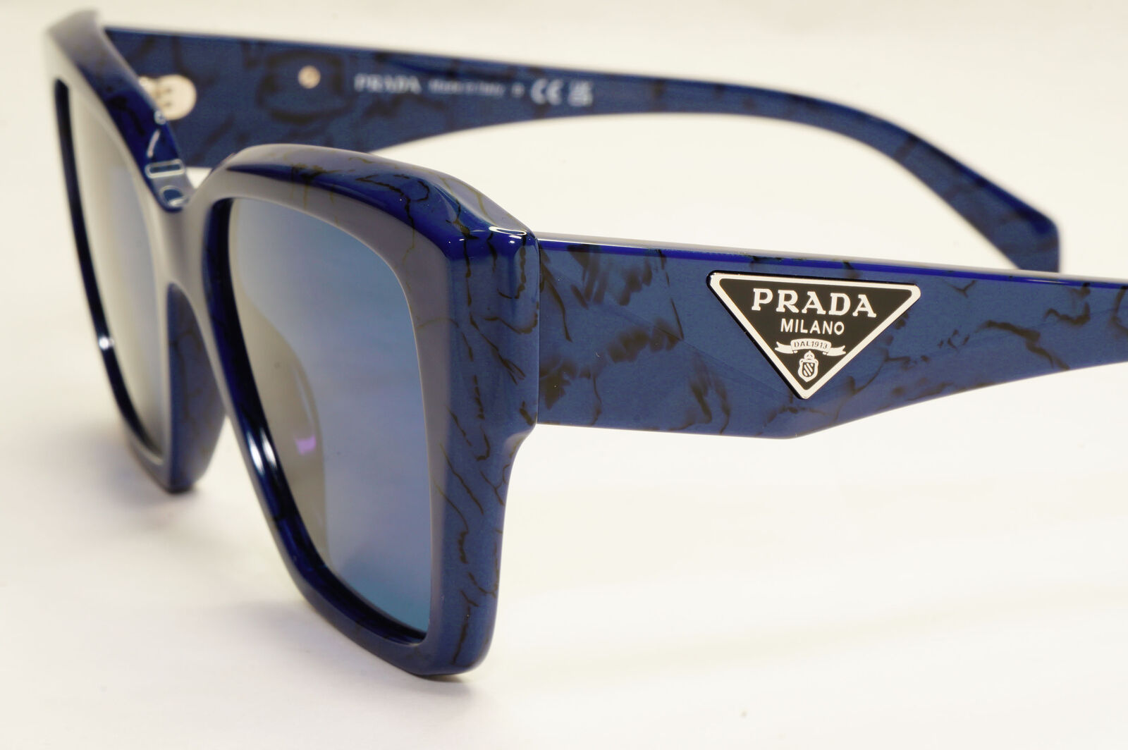 Prada Sunglasses Blue Triangle Symbole Marble Square PR09ZV VPR 09Z 18D-1O1 51mm