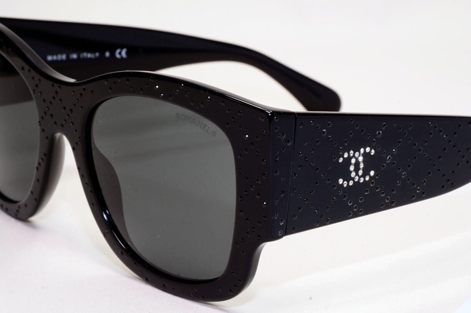 Chanel Sunglasses Black Diamante Rhinestone Square Large 5421-B c.501/S4 53mm