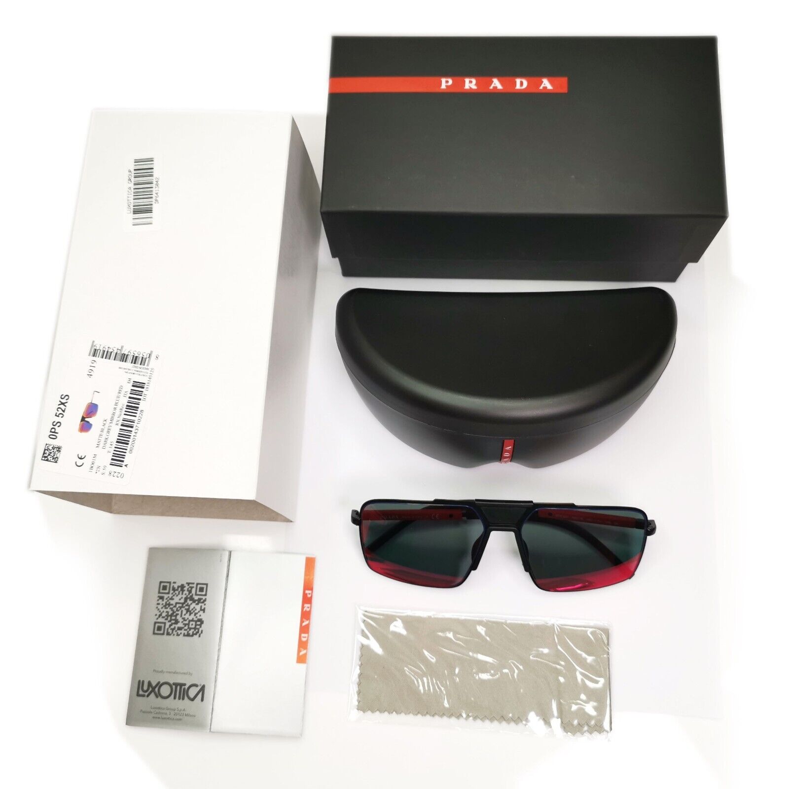 Prada Black Sunglasses Red Grey Mirror Square Chameleon Tint SPS 52X 1BO-01M