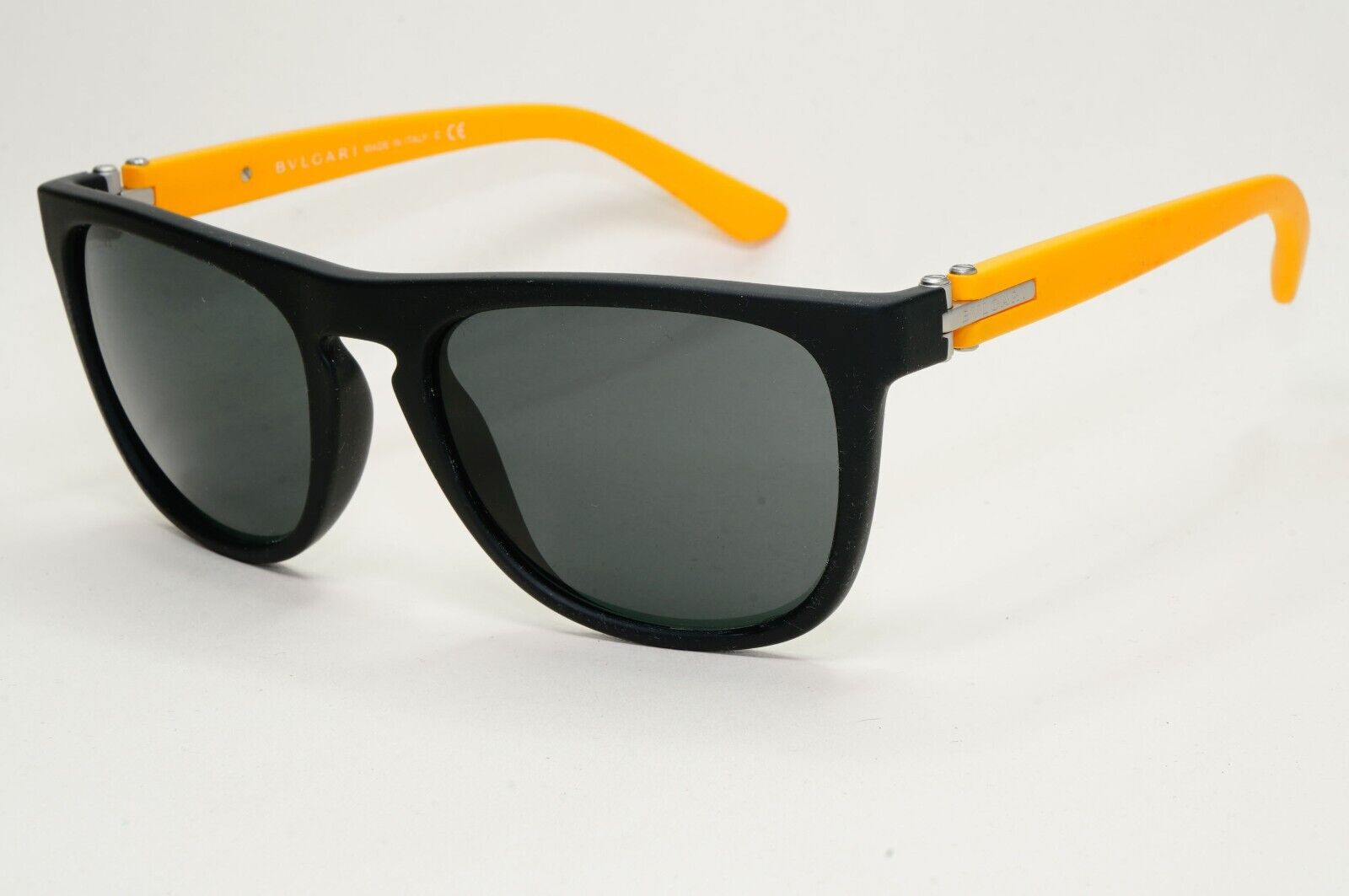 Bvlgari Sunglasses Rubber Black Yellow Grey Square BV 7020 1008/87 56mm 081024